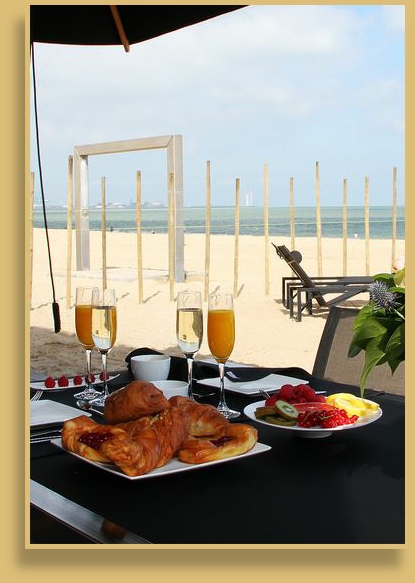 Terras van een strandhuis